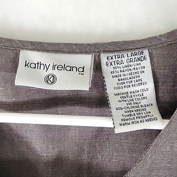 Kathy Ireland Women Button Down Embroidered Linen Blend Top XL - Picture 2 of 7
